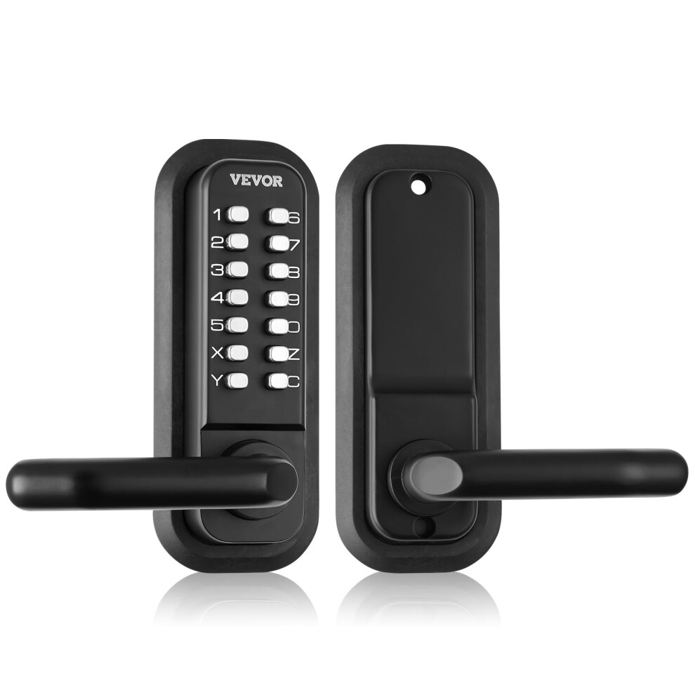 VEVOR Mechanical Keyless Entry Door Lock  14 Digit Keypad  Embedded Outdoor Gate Door Locks Set with Keypad and Handle  Water-Proof Zinc Alloy  Easy t