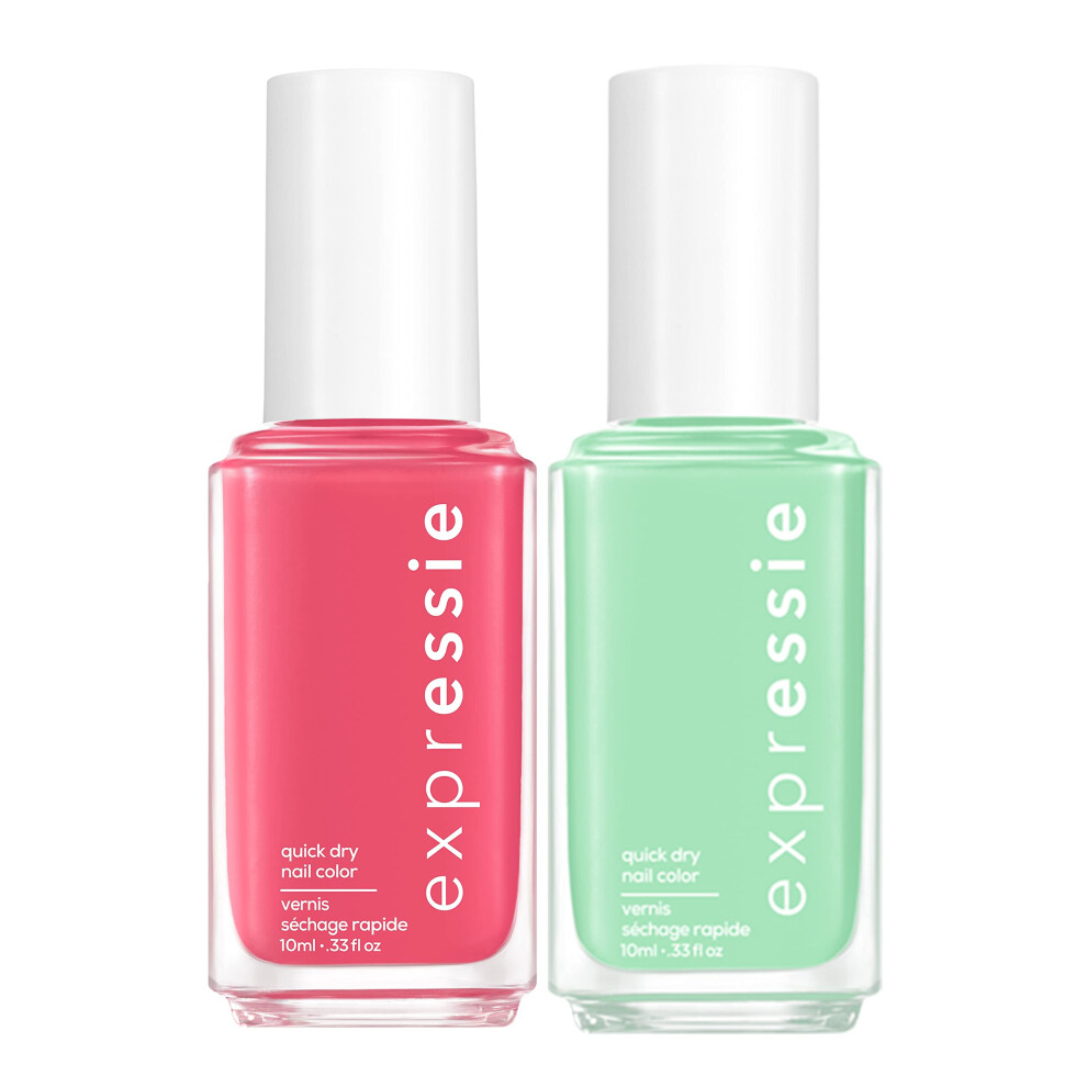 Essie Pink,Green Expressie Quick-Dry Nail Polish Vegan Formula Pink Green Pink And Green 8-Free Vegan 1 Kit