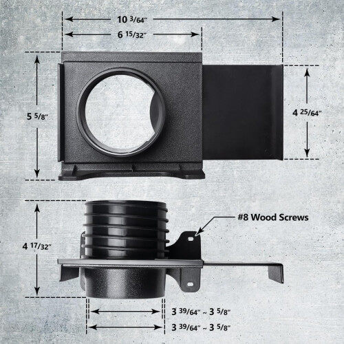 POWERTEC 70358-P2 4 Inch Wall Mounting Blast Gate with Bracket Threaded Dust Collection Fitting - 2 Pack 1