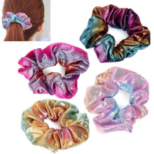 4pz Elastici per Capelli Metallici Lucenti, Scrunchies per Donne e Ragazze