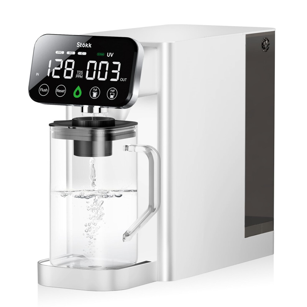 Stokk T1 Lite UV Reverse Osmosis Water Filter Countertop  Reverse Osmosis System with Carafe Alkaline Boost  6-Stage RO Water Filtration System  NSF/A