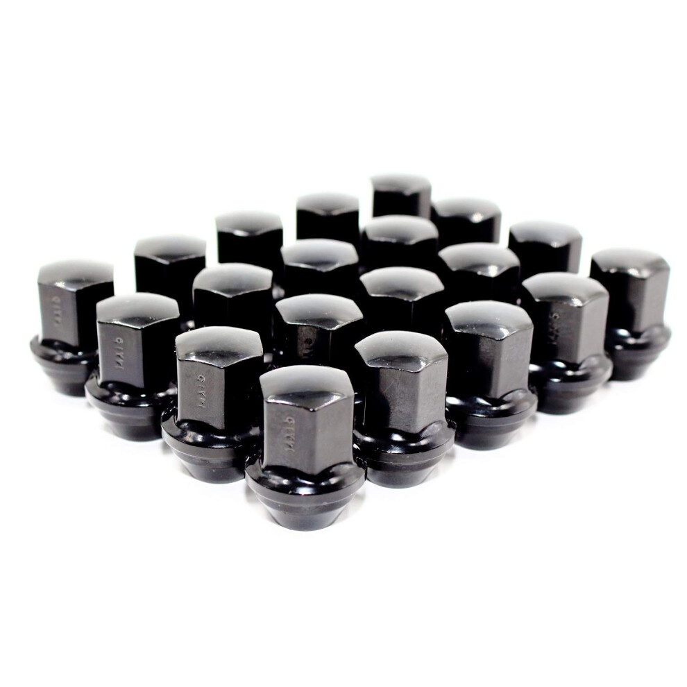 Set Of 20 Veritek 14X1.5mm 7/8 22Mm Hex Duplex Large Wide Acorn Seat Oem Style 1.5 Inch 38.5Mm Lug Nuts For Buick Cadillac Chevy Chevrolet Chrys Black 680044052847