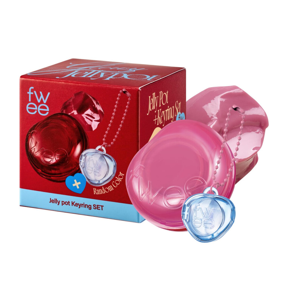 Fwee Pink Glowy Jelly Pot + Keychain Set | Dewy Jelly Lip & Blush Color Tinted Glow Jelly Balm Dewy Buildable Finish - Sweets (Bubblegum ) | 0.14 Oz