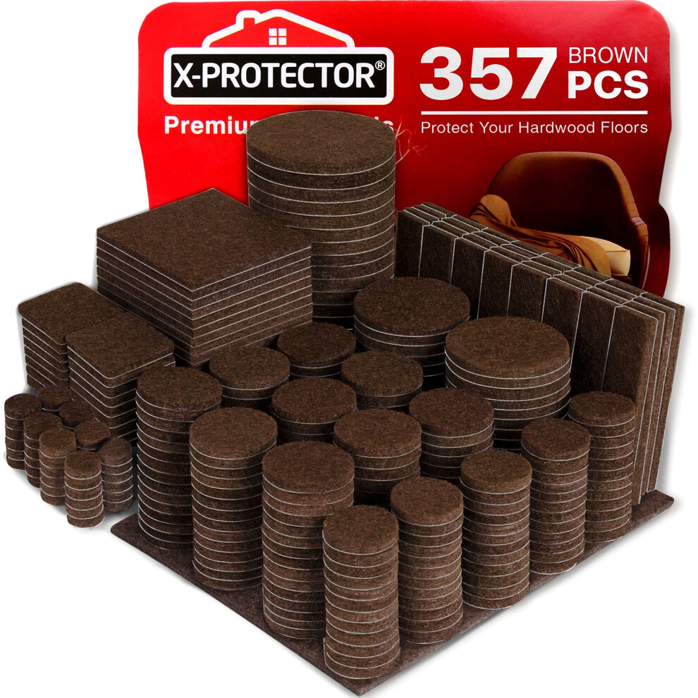 X-Protector 357 Pcs Premium Huge Pack Felt Furniture Pads! Quantity Of Furniture Sliders With Many Big Sizes - Your Ideal Floor Protectors. Protect Yo 601844796427