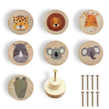 Lasyman Animal Wood Dresser Cabinet Drawer Knobs Round Unique Decorative Wooden Drawer Knobs for Kids Cabinets (8 Log color1)