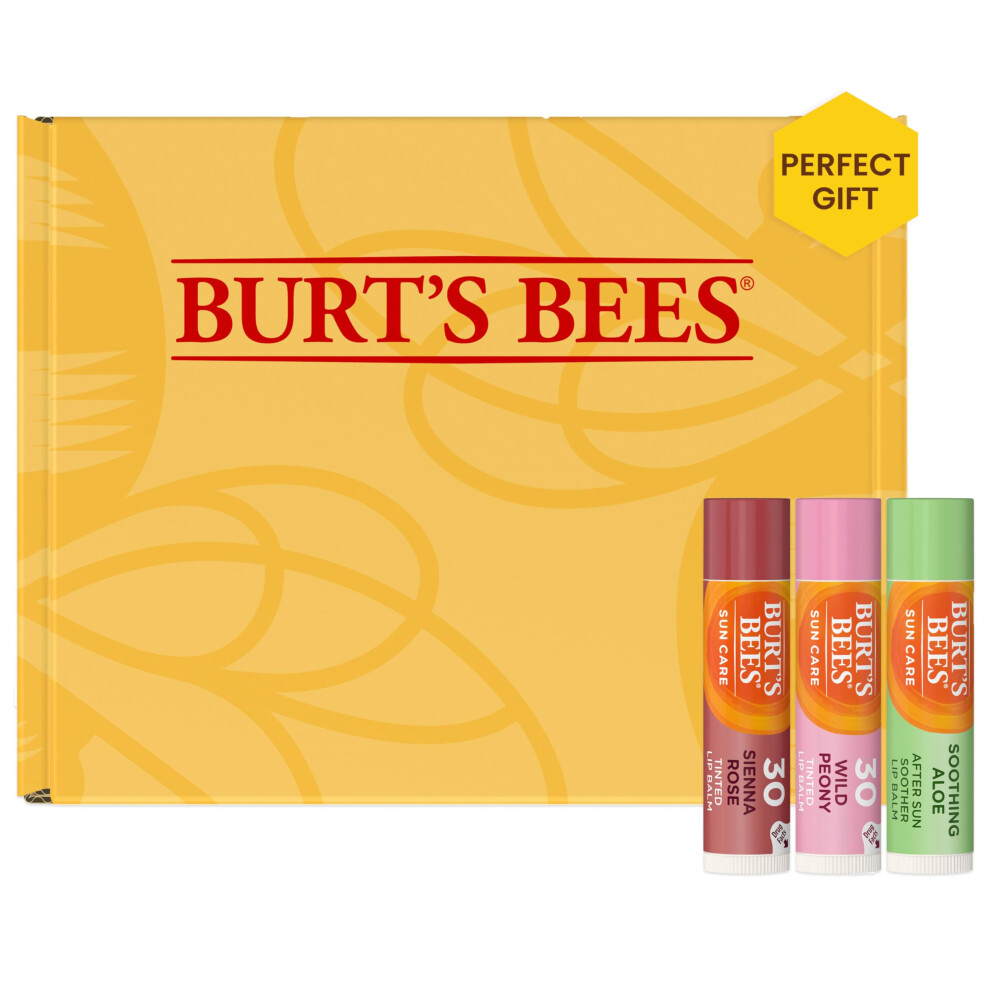 Burt's Bees Sun Care Lip Balm Pack  SPF 30 Tinted Lip Balm  Water-Resistant Moisturizer  Wild Peony  Sienna Rose  3 Tubes  0.15 oz.