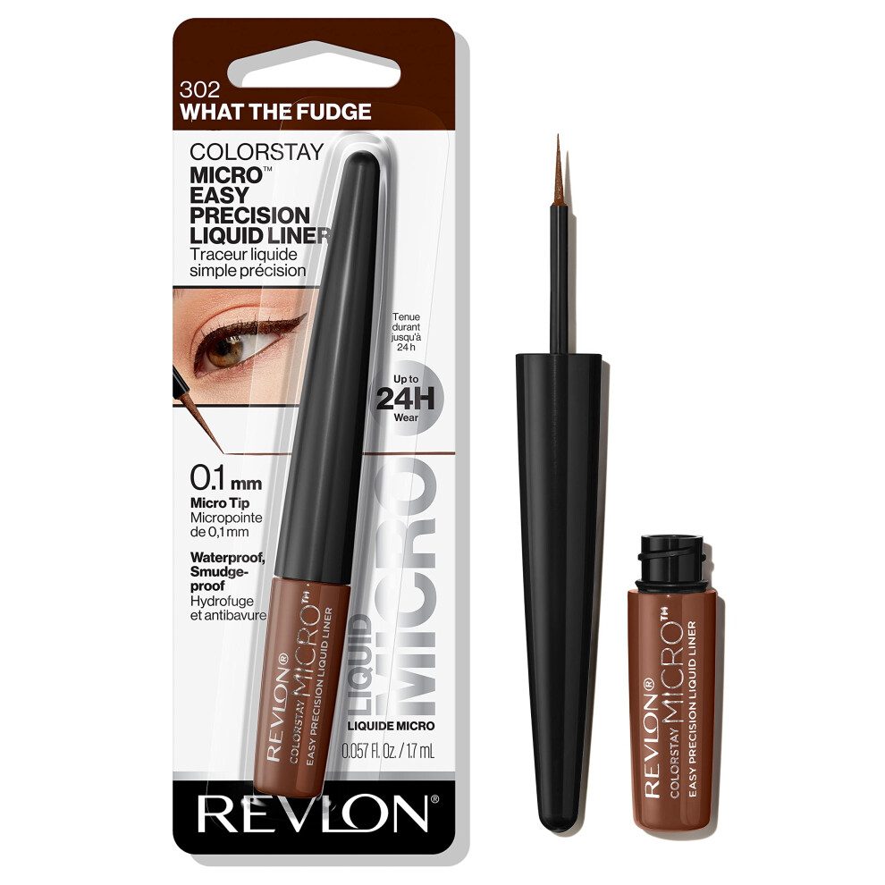 REVLON ColorStay Micro Easy Precision Liquid Eyeliner  Waterproof  Smudgeproof  Longwearing with Felt Tip Applicator  302 What the Fudge  0.057 fl oz