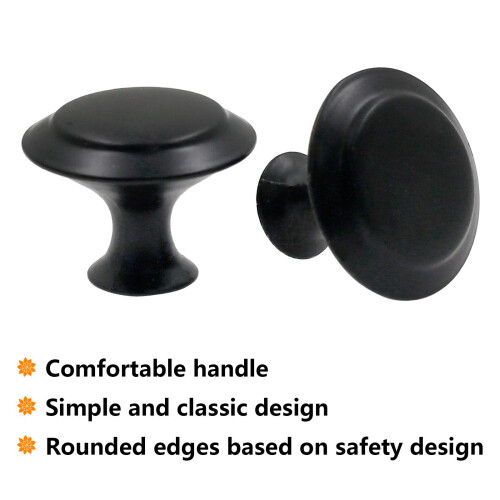 Biaungdo 15 Pack 1Inch Flat Black Kitchen Cabinet Knobs Drawer Dresser Handles Knobs Round Drawer Handles 1