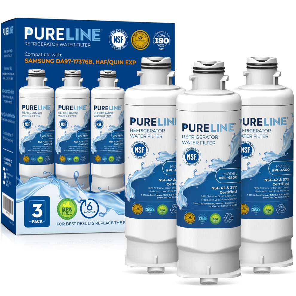 Pureline Da97-17376B Samsung Water Filter Replacement Haf-Qin/Exp Refrigerator Water Filter Replacement. (3 Pack)