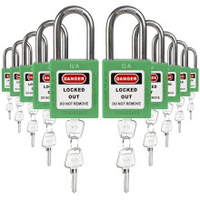TRADESAFE Lockout Tagout Lock Sets 10 Green Keyed Alike Unlimited Grouping Safety Padlocks 2 Keys Per Lock OSHA Compliant Loto Locks