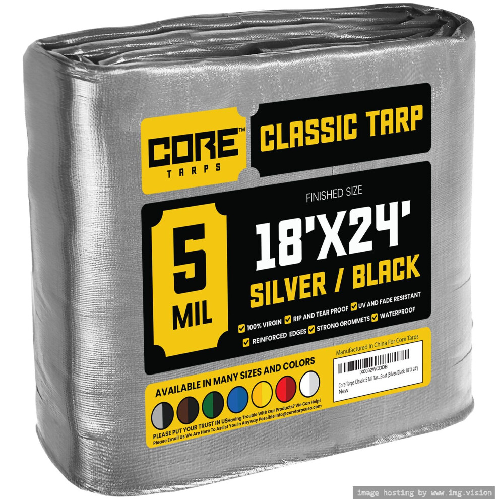Core Tarps Classic 5 Mil Tarp Cover Waterproof Uv Resistant Rip And Tear Proof Poly Tarpaulin With Reinforced Edges For Roof Camping Patio Pool 810077417317