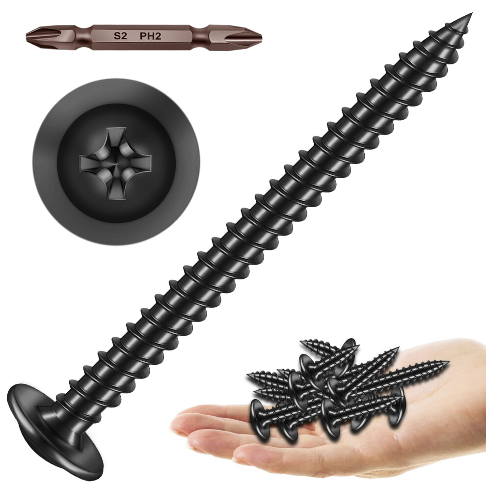 150Pcs #8 ? 2"""" Black Screws For Wood Phillips Truss Head Wood Screws Quick Metal Self Tapping Zinc Plated Steel Truss Head Screws By Mywish 810155651565