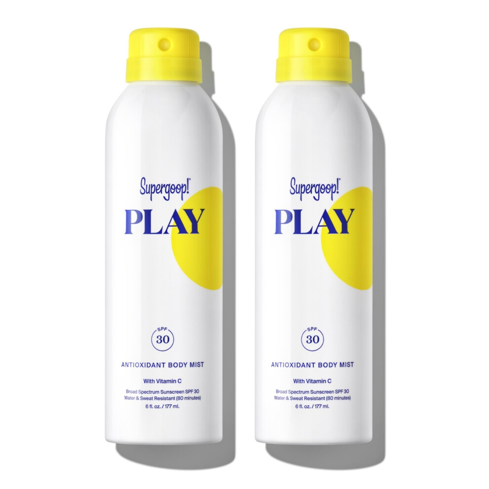 Supergoop! PLAY SPF 30 Antioxidant Body Mist w/ Vitamin C - 6 fl oz  Pack of 2 - Broad Spectrum Sunscreen Spray for Sensitive Skin - Clean Ingredients