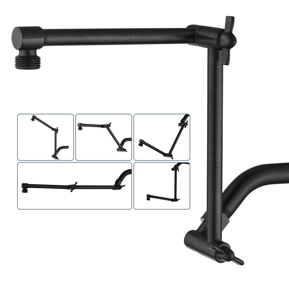 BRIGHT SHOWERS Brass Shower Arm Extender for Rain and Handheld Shower Head  14 Inch Universal Shower Head Extension Arm  Adjustable Height & Angle  Oi