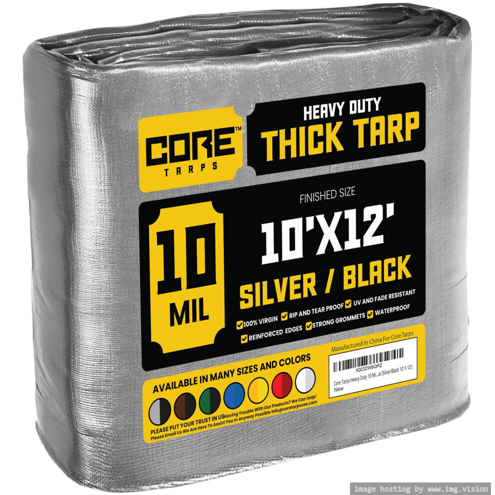 Core Tarps Heavy Duty 10 Mil Tarp Cover Waterproof Uv Resistant Rip And Tear Proof Poly Tarpaulin With Reinforced Edges For Roof Camping Patio 810077419045
