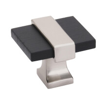 Amerock | Cabinet Knob | Brushed Matte Black/Satin Nickel | 1-3/8 inch (35 mm) Length | Overton | 1 Pack | Drawer Knob | Cabinet Hardware