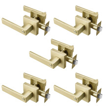 STARPY Satin Brass Interior Door Handle Privacy Door Lever for Bath & Bed Keyless Door Lock Door Knob (5 Pack)