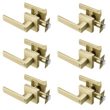 STARPY Satin Brass Interior Door Handle Privacy Door Lever for Bath & Bed Keyless Door Lock Door Knob (6 Pack)