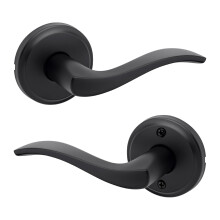 Kwikset Sedona Interior Passage Door Handle Lever for Closet and Hallway Doors Reversible Non-Locking Handle Lever Matte Black with Microban Prot