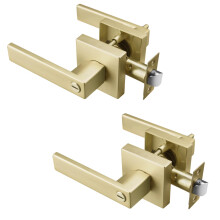 STARPY Satin Brass Interior Door Handle Privacy Door Lever for Bath & Bed Keyless Door Lock Door Knob (2 Pack)