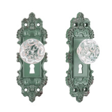 Clear Cabinet Knobs Antique Drawer Pulls Dummy Door Knob with Plate for Bedroom Furniture Closet Dresser Drawers Cupboard Vintage Green Decorative Pu