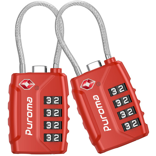 Puroma 2 Pack TSA Lock Lock Approved Luggage Combination Combination Locks Code Code Code Bloqueo con cuerpo de aleacin de zinc para la maleta Toolb