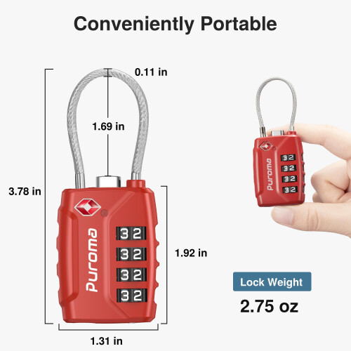 Puroma 2 Pack TSA Lock Lock Approved Luggage Combination Combination Locks Code Code Code Bloqueo con cuerpo de aleacin de zinc para la maleta Toolb 2