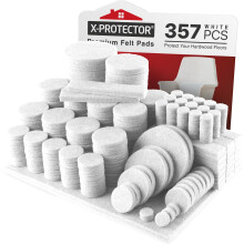 357 stuks witte vilten meubelpads X-Protector! Enorme hoeveelheid meubelpads voor hardhouten vloeren met veel grote maten - uw ideale houten vloerbes