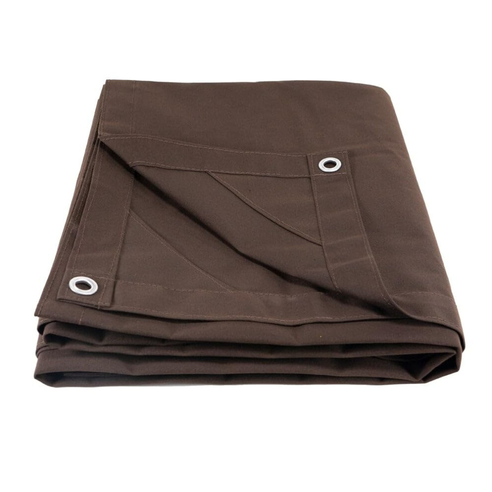 Mytee Products 6' x 8' Dark Brown Canvas Tarp 12oz - Water Resistant & Breathable - Heavy Duty Tarps - Multipurpose Tarpaulin Cover for Camping Tent-image-OPC-PGTGHGM-NEW
