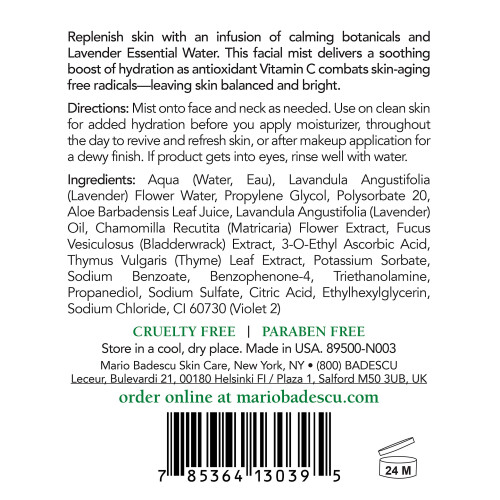 Mario Badescu Mario Badescu Σετ Σπρέι Προσώπου 2 Τεμαχίων, Περιλαμβάνει Αλόη, Χαμομήλι & Λεβάντα 1