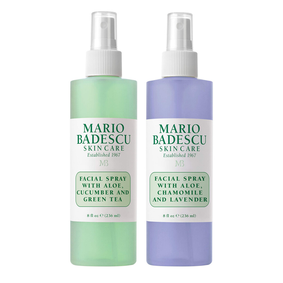 Mario Badescu Facial Spray 2 Piece Set  Includes Aloe  Chamomile & Lavender Face Mist PLUS Aloe  Cucumber  Green Tea Face Mist for All Skin Types  Dew