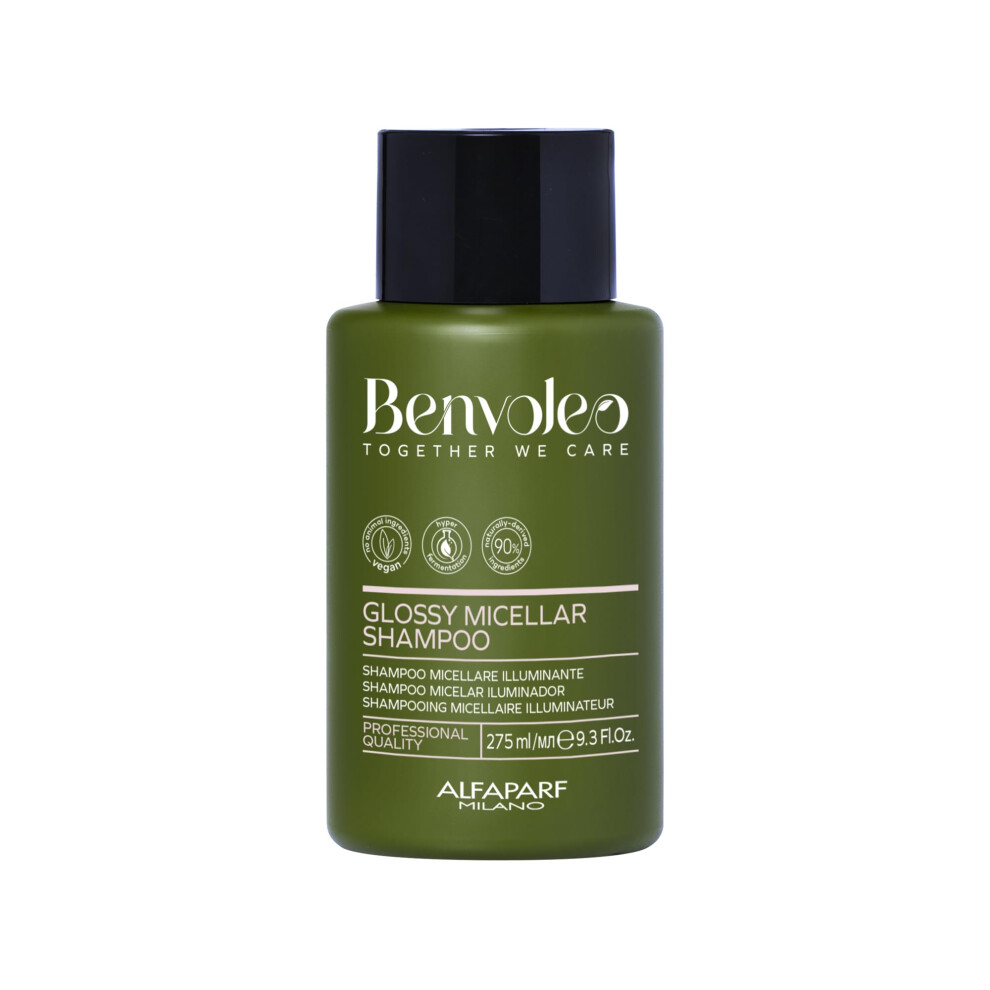 Alfaparf Milano Benvoleo Glossy Micellar Shampoo For Dull Hair - Clean Vegan Sustainable Hair Care - Sulfate Free Shampoo - Adds Shine And Softness