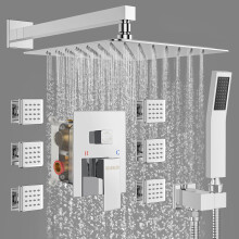 Systeme de douche avec 6 jets de carrosserie Systeme de jets de douche de Star Bath dans le mur 12 pouces douche de pluie et robinet de douche en