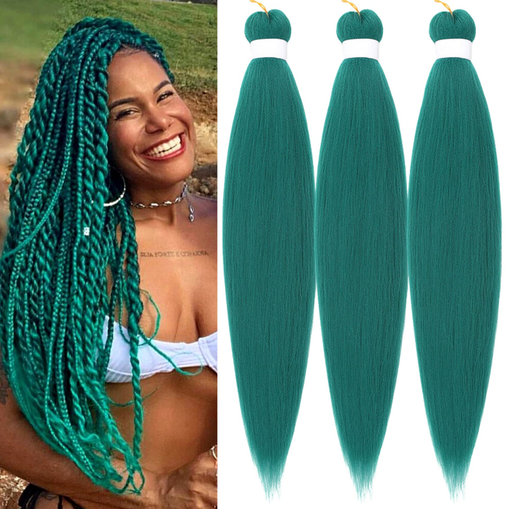 Gozill Jade Green Braiding Hair Pre Stretched Kanekalon Prestretched Braiding Hair Micro Ez Braid Hypoallergenic Kid Braiding Hair Knotless Synthetic