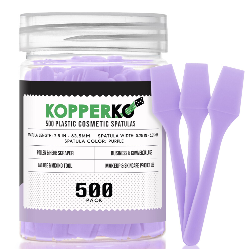 Kopperko 500 Pack 2.5 Inch Cosmetic Spatulas - Small Plastic Spatula For Cosmetics, Creams, & Crafts | Makeup Spatula Or Multipurpose Mini Applicator