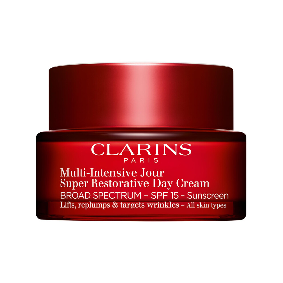 CLARINS Super Restorative Day Cream  Broad Spectrum SPF 15 Sunscreen | Anti-Aging Moisturizer For Mature Skin Weakened By Hormonal Changes | Replenish