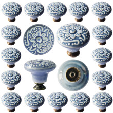 Perphin 1-2/5 inch Ceramic Kitchen Cabinet Knobs for Drawer Dresser Knobs Pulls Round Dresser Knobs Drawer Handles and Pulls for Home Furniture Decor