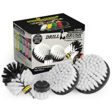 Drillbrush Automotive Soft White Drill Brush Set - Cloth Vinyl Fabric Seat Cleaner - Interior Car Detailing Kit - Leather Cleaning Brushes for Car
