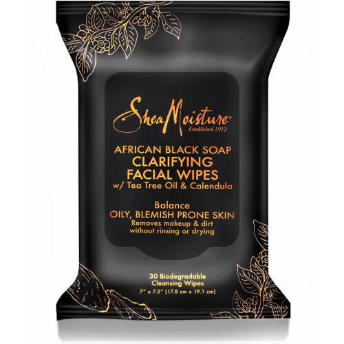 Shea Moisture SheaMoisture Καθαριστικά Μαντηλάκια Προσώπου για Λιπαρή Δέρμα African Black Soap 30 τεμ
