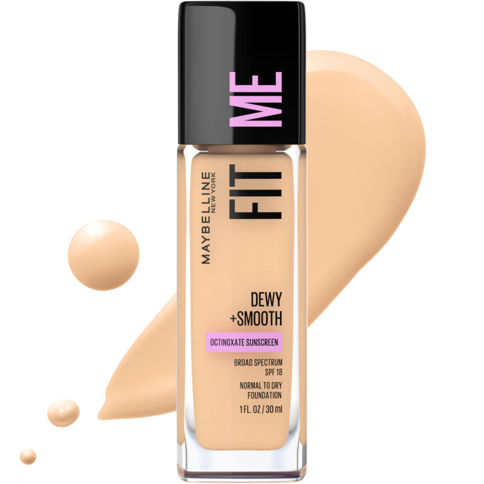 Maybelline Fit Me Dewy + Smooth Liquid Foundation Makeup  Light Beige  1 Count (Packaging May Vary)