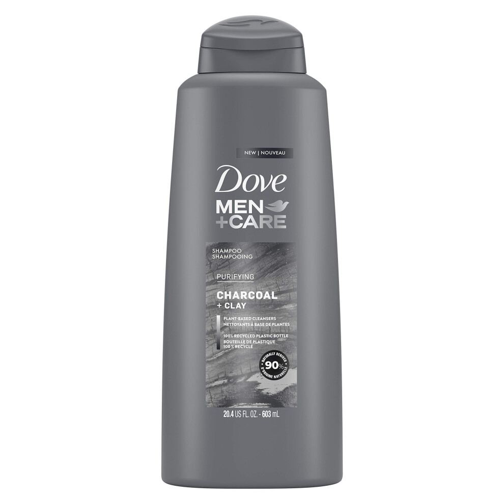 Dove Men+Care Shampoo For Healthy-Looking Hair Charcoal + Clay Naturally Derived Plant Based Cleansers 20.4 oz