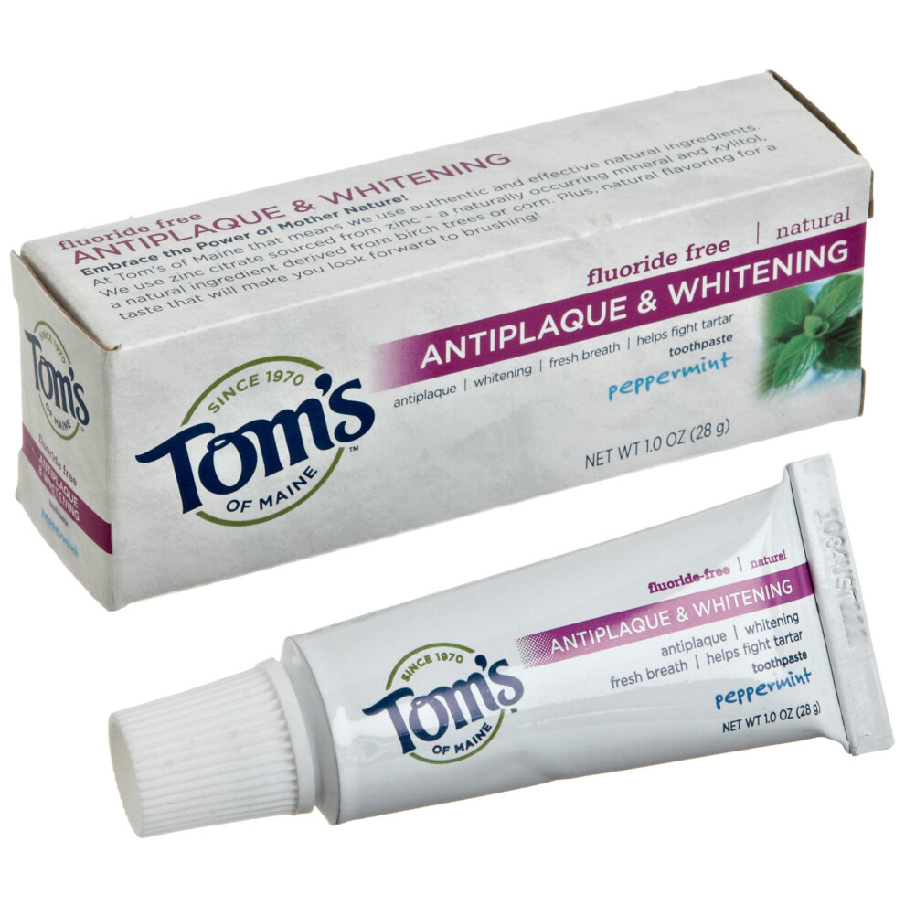Tom's Of Maine Fluoride Free Antiplaque & Whitening Toothpaste - Peppermint 1 Ounce