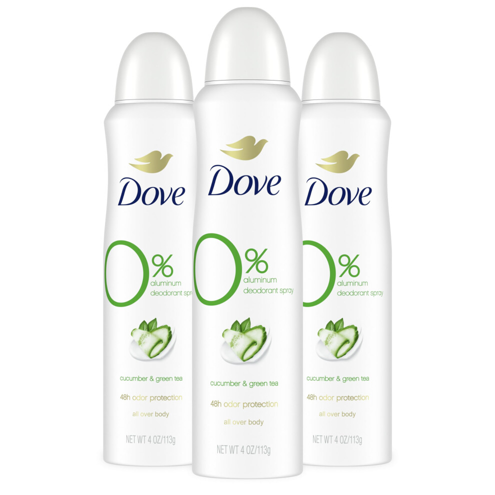 Dove Deodorant Spray Cucumber & Green Tea 3 Count For 48 Hour Protection Aluminum Free Deodorant 4 oz