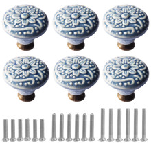 Perphin 1-2/5 inch Ceramic Kitchen Cabinet Knobs for Drawer Dresser Pulls Round Dresser Handles Drawer Handles and Pulls for Home Furniture Decor Cera