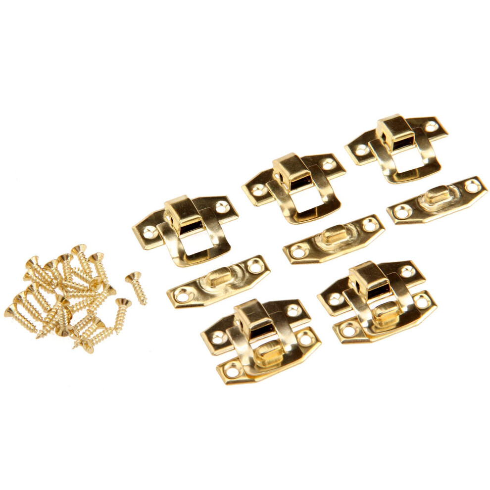 Dophee 5Pcs Antique Brass Decorative Hasp Latch With Screws For Wooden Box Jewelry Box Toggle Cabinet Suitcase Chest Trunk - 0.91""""X0.79"""" 711081909730
