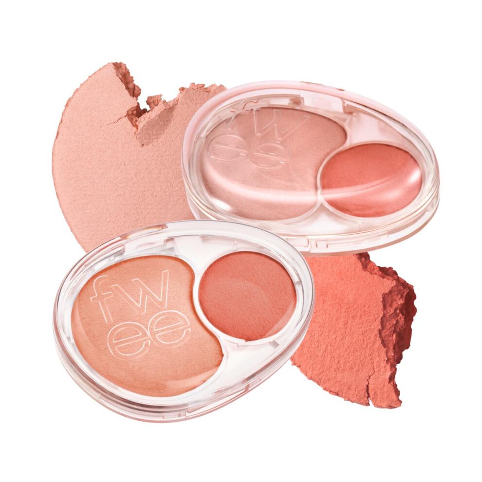 Fwee Mellow Dual Blush | Cr01 Juicy Smile | Dual Color Jelly Texture 12 Colors Longwear Long-Lasting | 7.2G