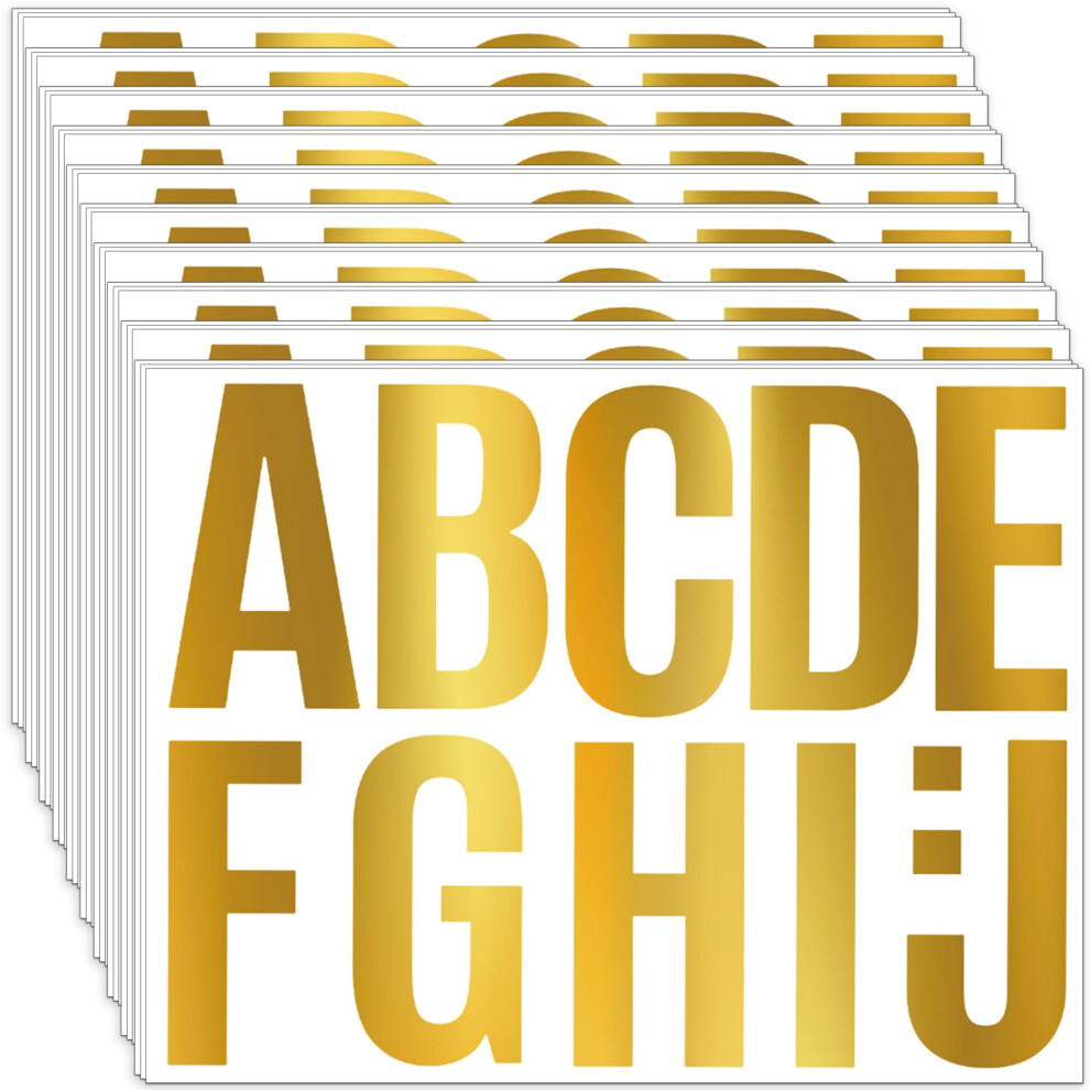 Lot De 460 Autocollants En Vinyle ImperméAbles De 42 Feuilles, Lettres DoréEs De 10 Cm, Pour Tableau D'affichage, BoîTe Aux Lettres, Salle De Cla-image