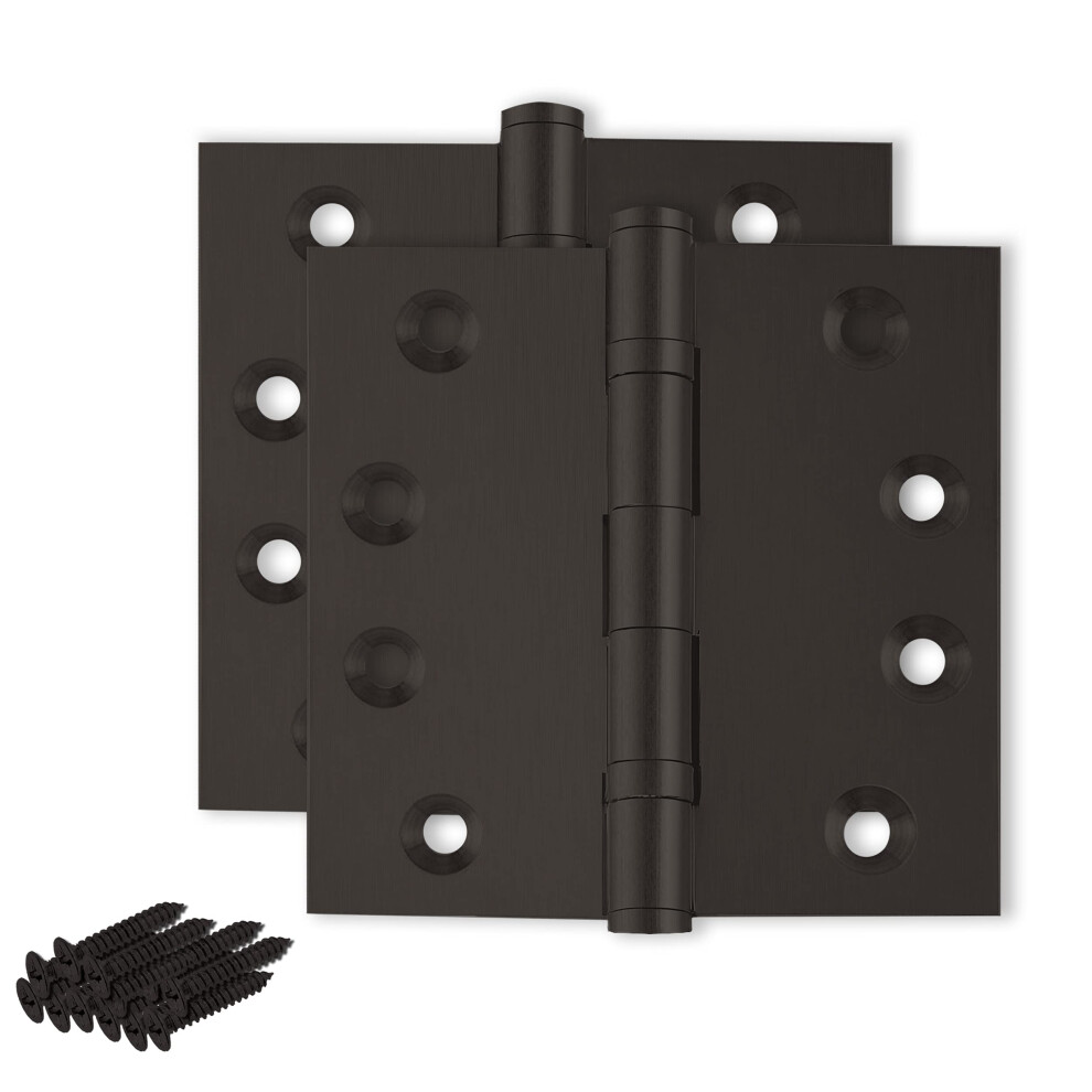Finsbury Hardware Heavy Duty Door Hinge Bronze Ball Bearing 4x4 Inch Solid Brass Heavy Duty - Set of 2 Hinges (Oil-Rubbed Bronze)