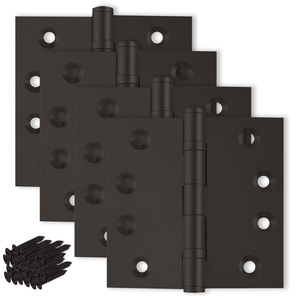 Finsbury Hardware Heavy Duty Door Hinge Bronze Ball Bearing 4x4 Inch Solid Brass Heavy Duty - Set of 6 Hinges (Oil-Rubbed Bronze)