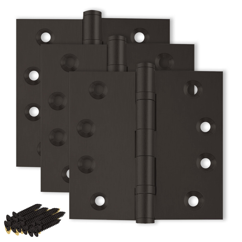 Finsbury Hardware Heavy Duty Door Hinge Bronze Ball Bearing 4x4 Inch Solid Brass Heavy Duty - Set of 3 Hinges (Oil-Rubbed Bronze)